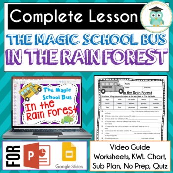 Preview of Magic School Bus IN THE RAIN FOREST Video Guide, Sub Plan, Worksheets ECOSYSTEMS