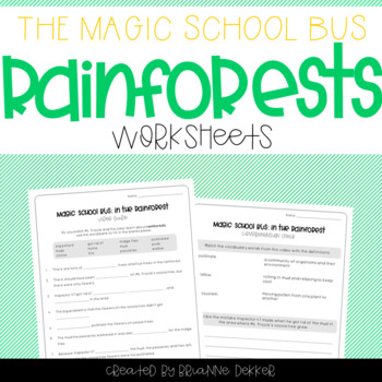 Preview of Magic School Bus In The Rainforest - Ecosystems Worksheets