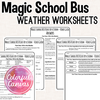 Preview of Magic School Bus Kicks Up a Storm | Weather Worksheet Video Guide