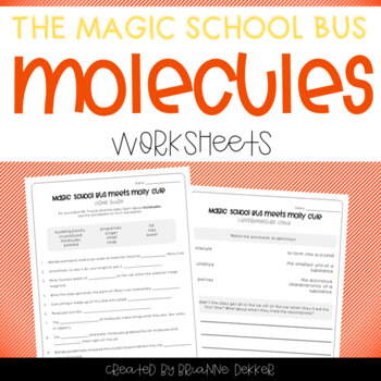 Preview of Magic School Bus Meets Molly Cule - Molecule Worksheets