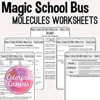 Preview of Magic School Bus Meets Molly Cule | Molecules Worksheet Video Guide