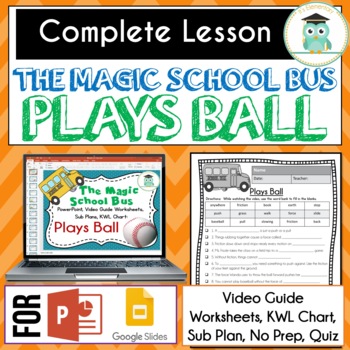 Preview of Magic School Bus PLAYS BALL - Video Guide, Worksheets, Sub Plan, Lesson, Forces