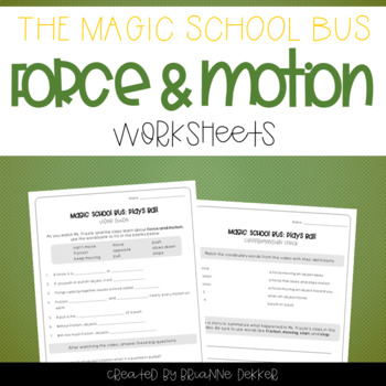 Preview of Magic School Bus Plays Ball - Force and Motion Worksheets