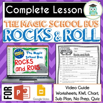 Preview of Magic School Bus ROCKS AND ROLLS Video Guide, Sub Plan, Worksheets, EROSION