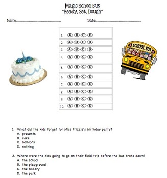 Preview of Magic School Bus Ready Set Dough Multiple Choice Questions 