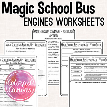 Preview of Magic School Bus Revving Up | Engines Worksheet Video Guide