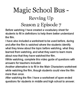 Preview of Magic School Bus Revving Up (season 2 episode 7) Episode Guide with extras