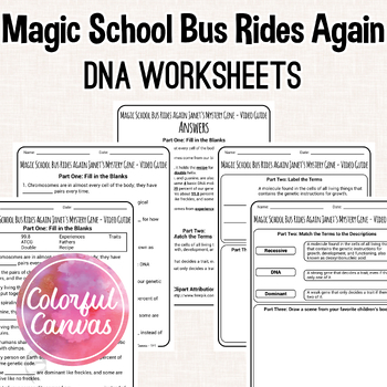 Preview of Magic School Bus Rides Again Janet’s Mystery Gene | DNA Worksheet Video Guide