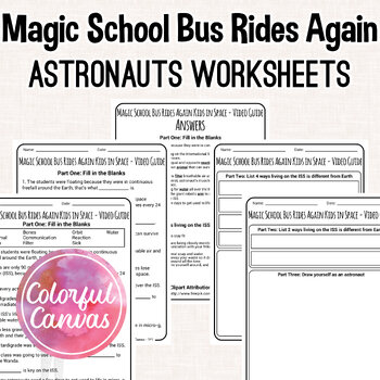 Preview of Magic School Bus Rides Again Kids in Space | Astronauts Worksheet Video Guide
