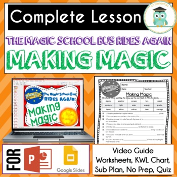 Preview of Magic School Bus Rides Again MAKING MAGIC Video Guide, Worksheets, Lesson SUN