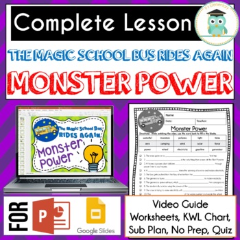 Preview of Magic School Bus Rides Again MONSTER POWER Video Guide, Worksheets ELECTRICITY
