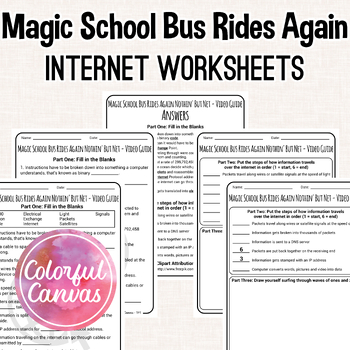 Preview of Magic School Bus Rides Again Nothin’ But Net | Internet Worksheet Video Guide