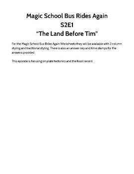 Preview of Magic School Bus Rides Again S2E1 “The Land Before Tim” PDF