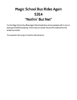 Preview of Magic School Bus Rides Again S2E4 “Nothin' But Net” Worksheet PDF