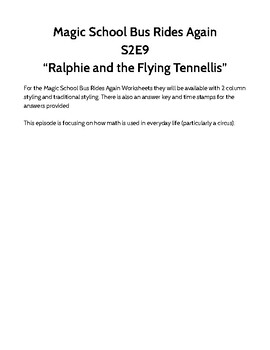 Preview of Magic School Bus Rides Again  S2E9  “Ralphie and the Flying Tennellis” WS PDF