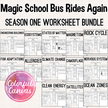 Preview of Magic School Bus Rides Again Season 1 Bundle | Worksheet Video Guides