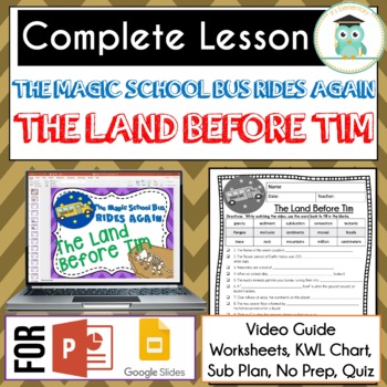 Preview of Magic School Bus Rides Again THE LAND BEFORE TIM Video Guide, Worksheets FOSSILS