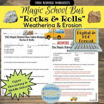 Preview of Magic School Bus: "Rocks & Rolls"-Weathering & Erosion-Video Response