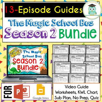 Preview of Magic School Bus SEASON 2 BUNDLE Video Guides, Sub Plans, Worksheets, Lessons