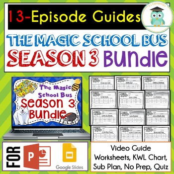 Preview of Magic School Bus SEASON 3 BUNDLE Video Guides, Sub Plans, Worksheets, Lessons