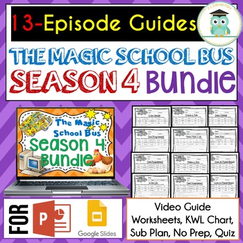 Preview of Magic School Bus SEASON 4 BUNDLE Video Guides, Sub Plans, Worksheets, Lessons