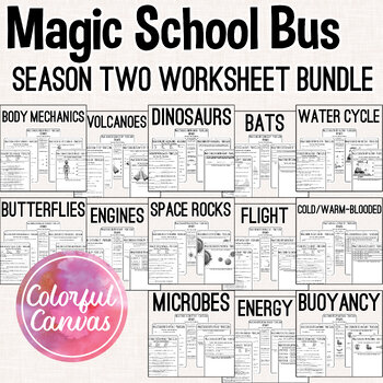 Preview of Magic School Bus Season 2 Bundle | Worksheet Video Guides