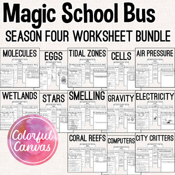 Preview of Magic School Bus Season 4 Bundle | Worksheet Video Guides