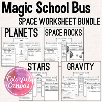 Preview of Magic School Bus Space Bundle | Worksheet Video Guides