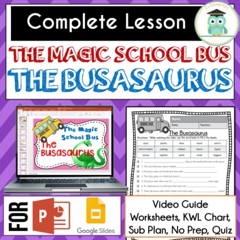 Preview of Magic School Bus THE BUSASAURUS Video Guide, Sub Plan, Worksheets, Lesson