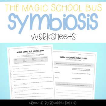 Preview of Magic School Bus Takes a Dive - Symbiosis Worksheets