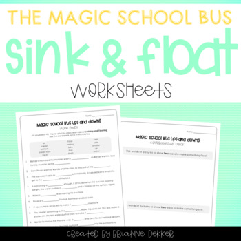 Preview of Magic School Bus Ups and Downs - Sink and Float Worksheets