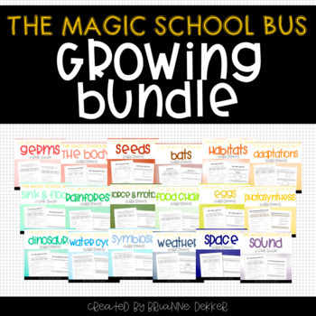 Preview of Magic School Bus Video Worksheets  *GROWING BUNDLE*