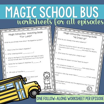 Preview of Magic School Bus Video Worksheets for Every Episode | Show Guides
