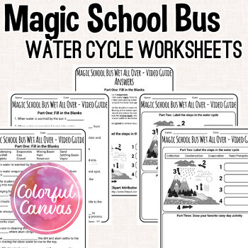 Preview of Magic School Bus Wet All Over | Water Cycle Worksheet Video Guide
