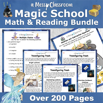 Preview of Magic School Trash to Treasure 2nd Grade Reading & Math Bundle