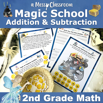 Preview of Magic School Trash to Treasure Math Add Subtract Word Problem 2.OA.A.1 Lesson