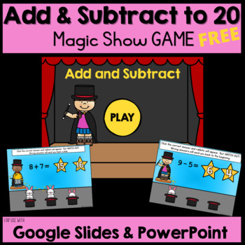 Preview of Magic Show Math Game FREEBIE Add and Subtract to 20