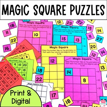 Preview of Magic Square Math Puzzles for Early Finishers, Enrichment and Math Centers