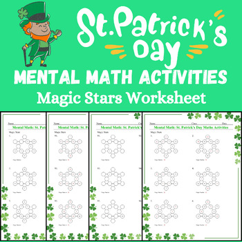 Preview of Magic Stars Mental Math Activities Funny St. Patrick's Day - Spring Worksheets
