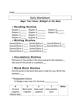 midnight moon magic tree house comprehension questions subject