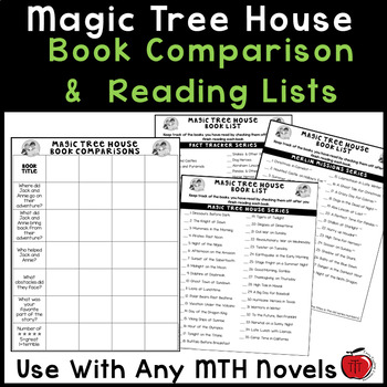 Preview of Magic Tree House Book Comparison Worksheet and Book Lists