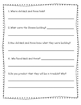 Magic Tree House Day Of The Dragon King Chapter Questions By Amanda Freeman