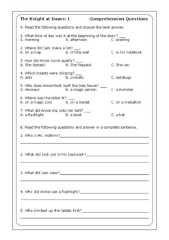Magic Tree House "The Knight at Dawn" worksheets by Peter D | TpT