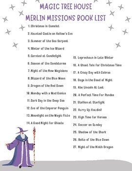 Preview of Magic Tree House Merlin Missions Book List - Numbered & Checklist