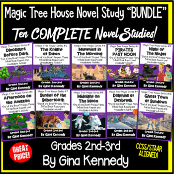 Preview of Magic Tree House Bundle 1-10, Ten Complete Novel Study Trifold Units & Projects!