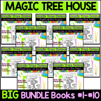 Preview of Magic Tree House BUNDLE Books #1-10 Reading Comprehension Book Club Novel Study