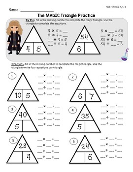 magic triangle fact family practice mega bundle multiplication and