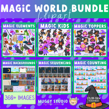 Preview of Magic World Clip Art Bundle {Wizards Witches School}