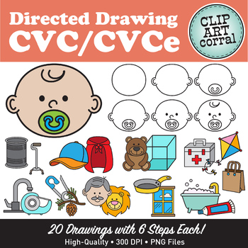 Preview of Magic e / CVCe Directed Drawing Clip Art