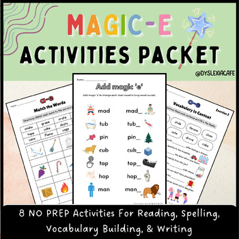 Preview of Magic-e Phonics Activities Packet | No Prep Worksheets Unit